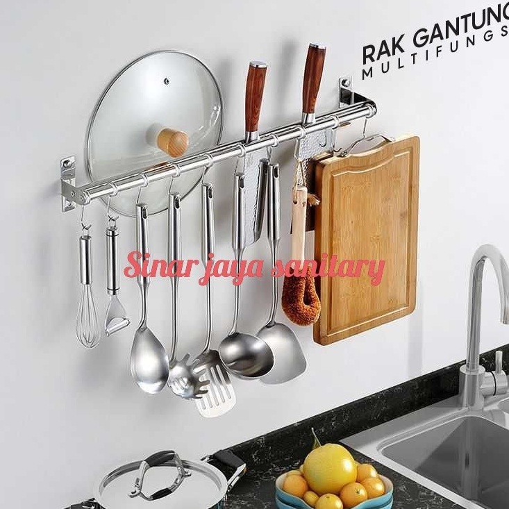 Gantungan dapur stainless 40cm 2 pipa / Gantungan panci 40cm