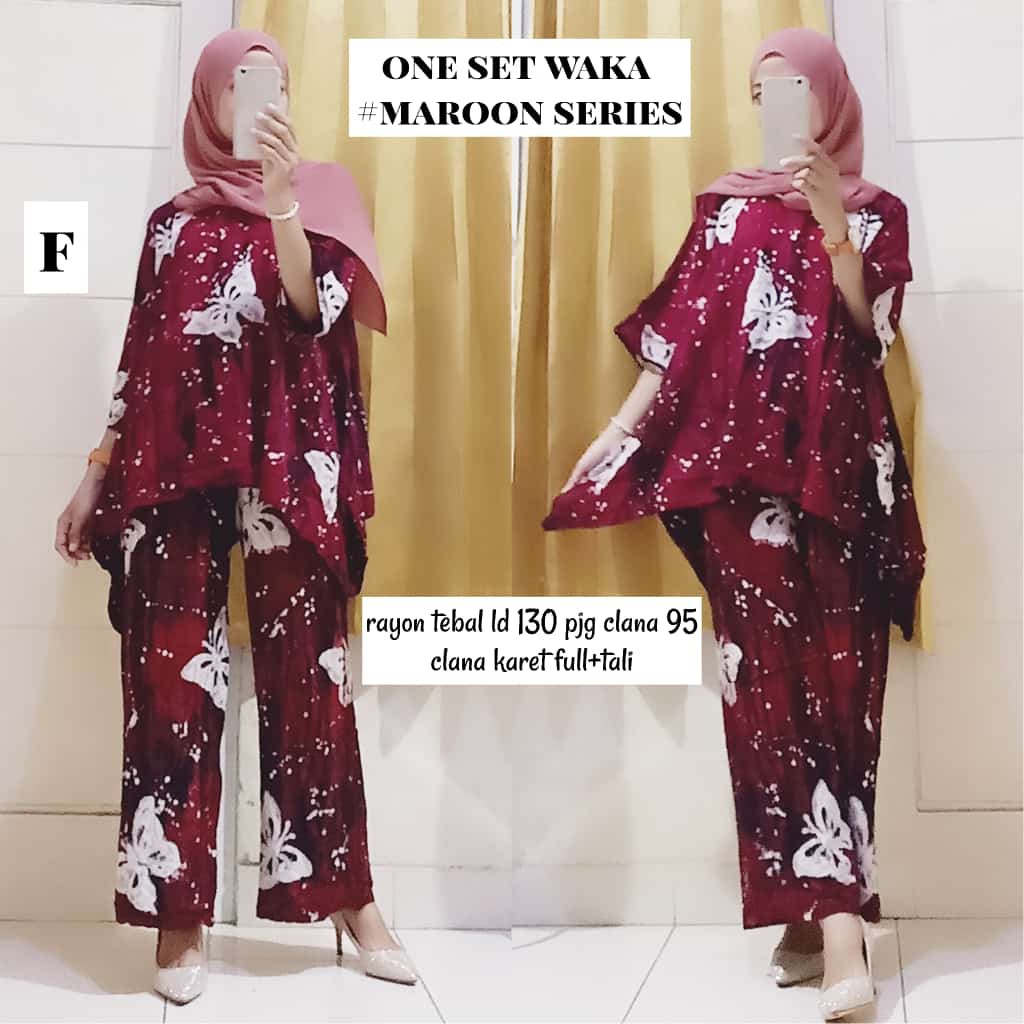 Set Kulot waka sibori marun aisyah mat rayon super