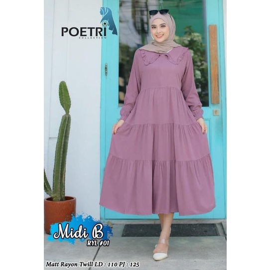Dress Muslimah Midi Rayon Twill-Gamis Rayon Twill Busui Poetri Collection