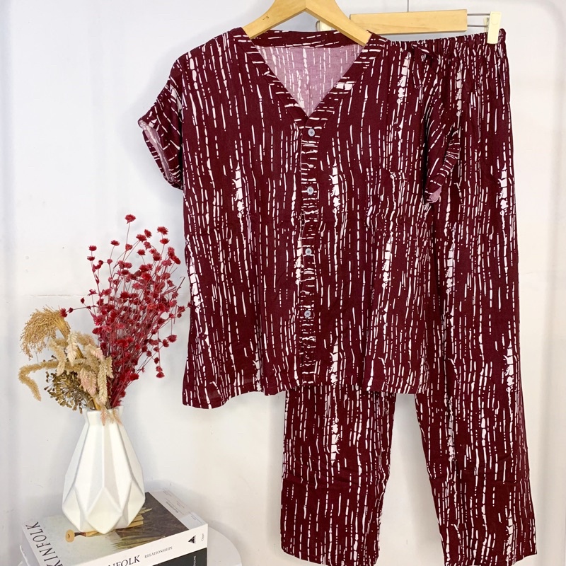 PIYAMA VNECK / PIYAMA KANCING HITS PIYAMA KANCING BUSUI / PIYAMA RAYON / HOMEWEAR-NC 32