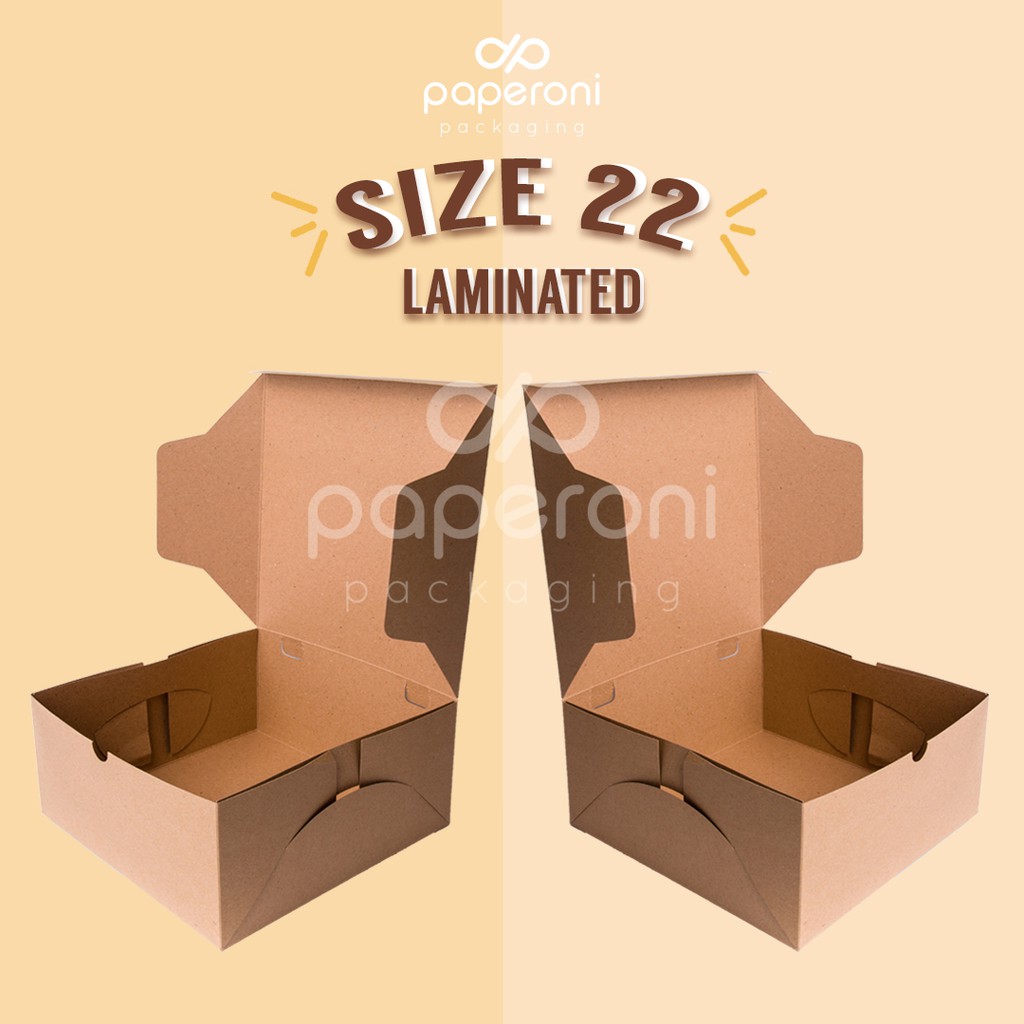 Kotak Makanan Ukuran 22x22x10 cm/ECO Kraft Box Size 22 LAMINATED Pembelian 50 pcs