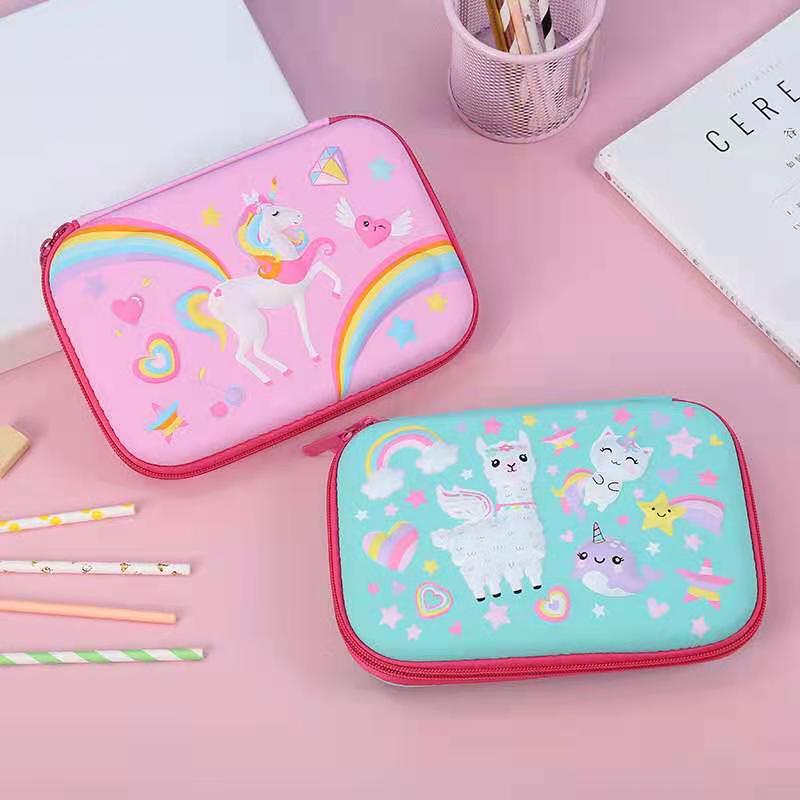 Kotak pensil unicorn 6D timbul Tempat pensil unicorn bahan EVA anti air kado ultah anak perempuan import kado unicorn kotak pensil anak perempuan