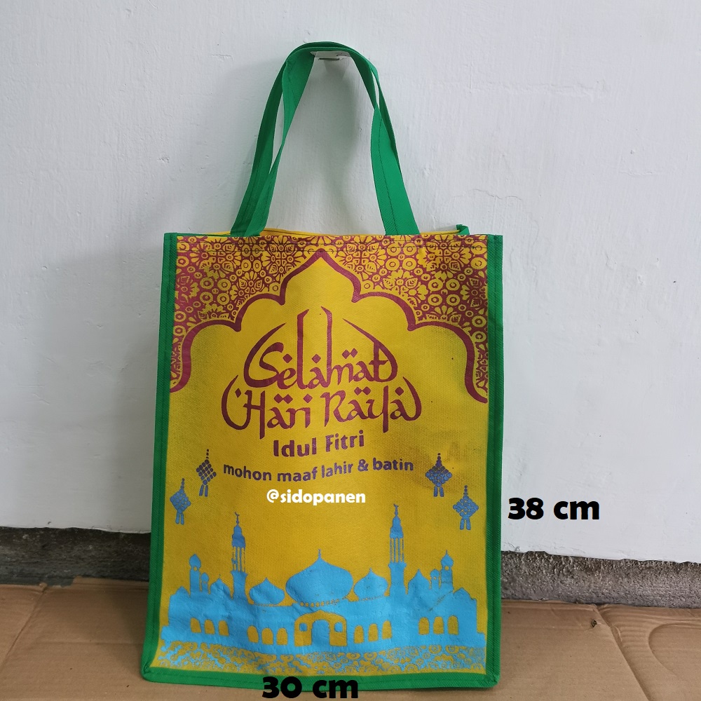 

TAS KAIN UNTUK PARCEL PARSEL HARI RAYA IDUL FITRI BAHAN SPUNBOND UKURAN BESAR ISI 12 BIJI (PAK)