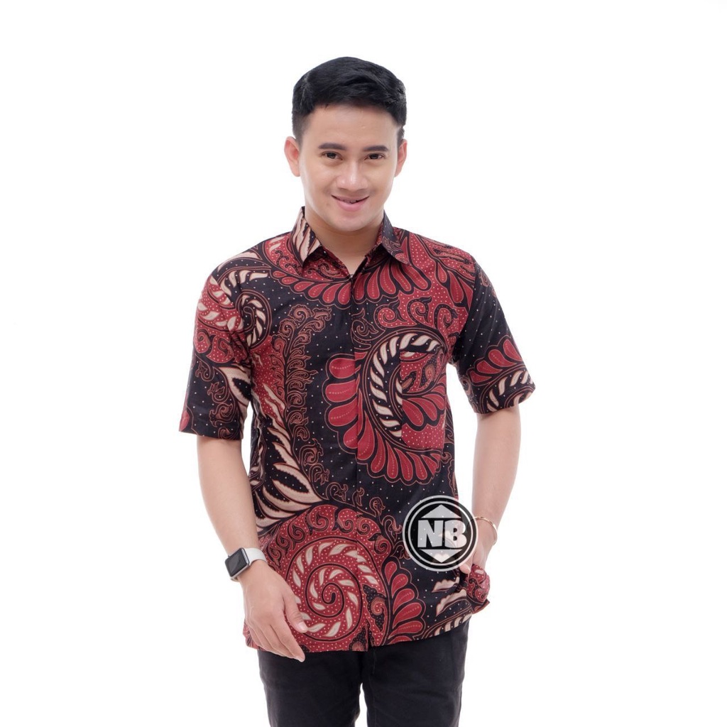 kemeja batik atasan pria lengan pendek ukuran m l xl xxl