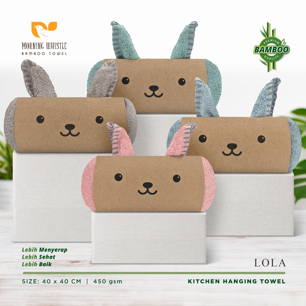 HB Morning Whistle Bamboo LOLA Kitchen Towel / Lap Tangan / Handuk Tangan 40 x 40 cm by Terry Palmer