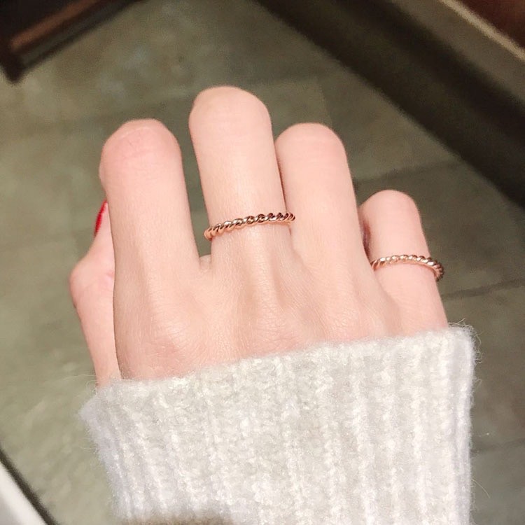 Cincin Titanium Mini Korea Wanita CK038 warna rose gold bisa untuk cincin kawin nikah fashion simple