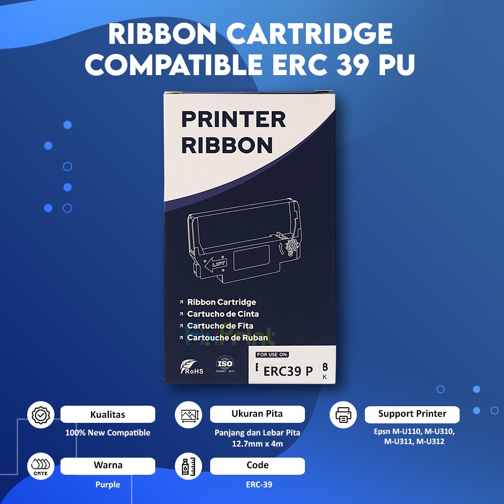 Pita ERC-39P Printer Epsn M-U110 M-U310 M-U311 M-U312, Compatible Ribbon Cartridge ERC39 Purple New