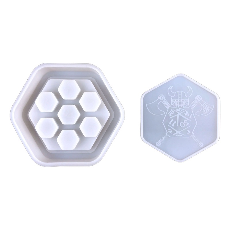 Siy Cetakan Silikon Bentuk Heksagonal Dengan Tutup Untuk Penyimpanan Dadu Resin