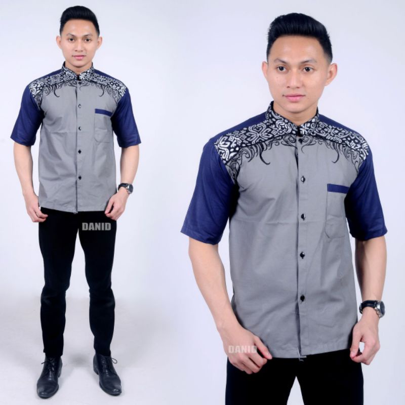 baju muslim batik kobinasi bordir