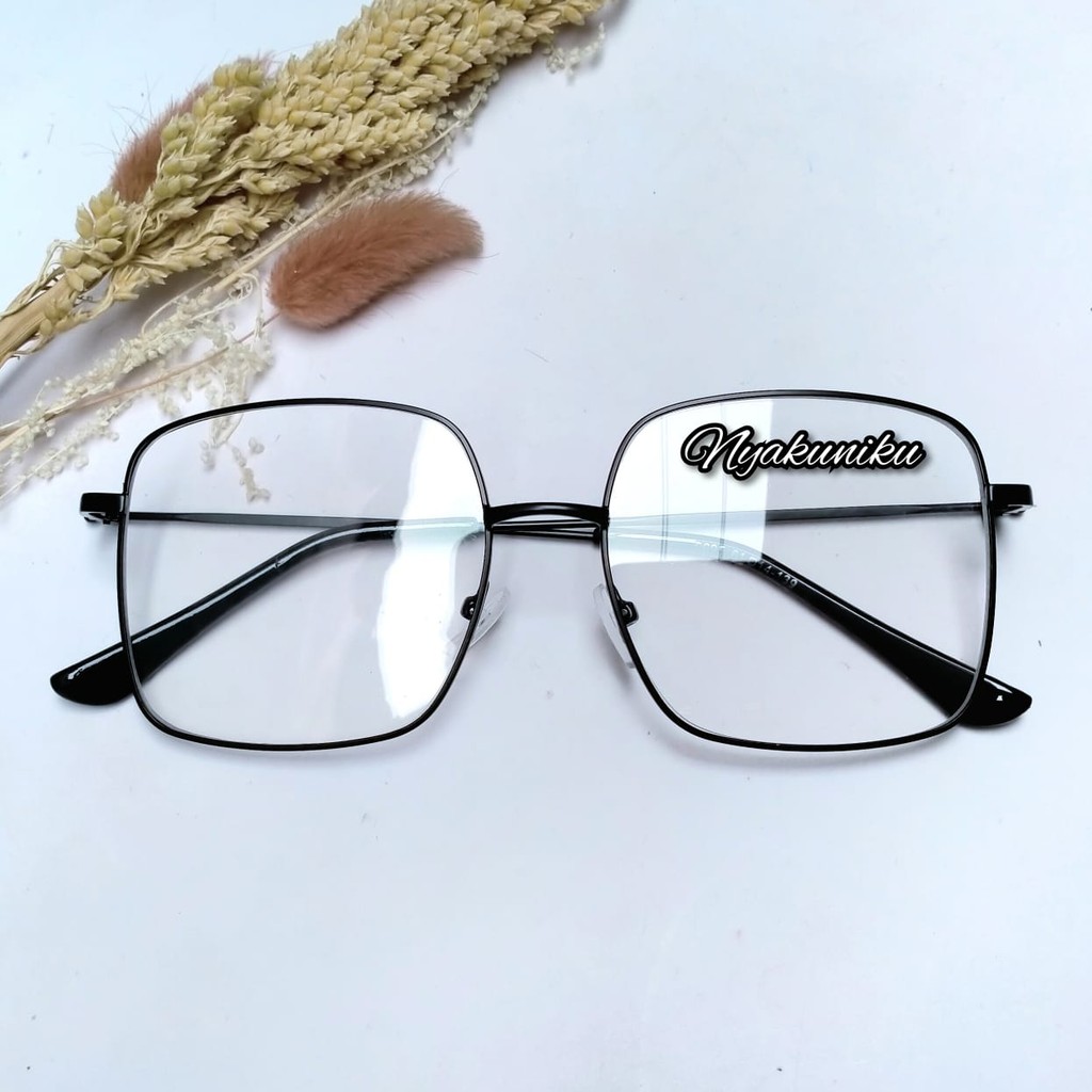 (GRATIS LENSA)Kacamata Korea Persegi Besar  Lensa NORMAL atau MINUS PHOTOCHROMIC