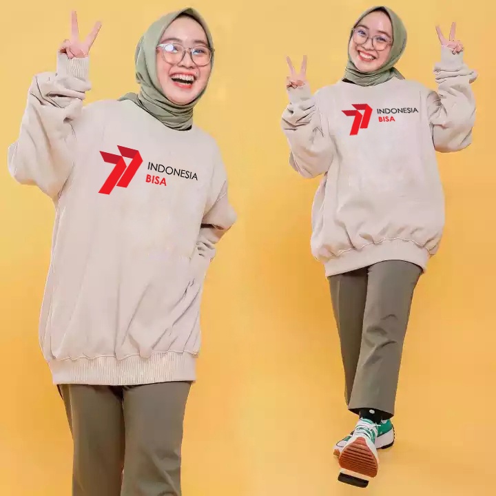 Sweater 77 Indonesia Bisa  Special Hari kemerdekaan Unisex Pria &amp; Wanita | Dhea Fashion