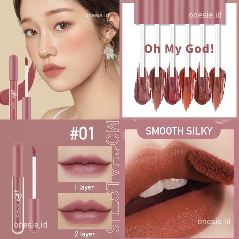 LAMEILA NUDE EDITION Lip Glaze Lipstik Cair lipgloss Pelembab silky Misty