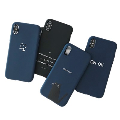 Oppo A53 2020 Reno 4 A33 2020 A92 A52 A33 2020 A11K  A31 A91 Reno 3 A12 A9 A5 2020 A11 Reno 2F Realme C15 C11 C1 A3s F9 F9pro F5 F1s A39 A83 A57 A37 A71 A7 Matte Heart Navy Blue Soft TPU Case-1