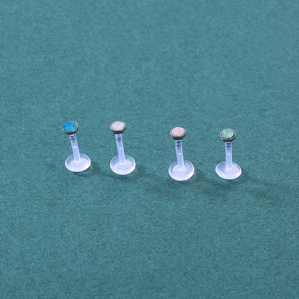 1pc Anting Tindik Bibir Bentuk Bintang Kristal Bahan Stainless Steel 316l