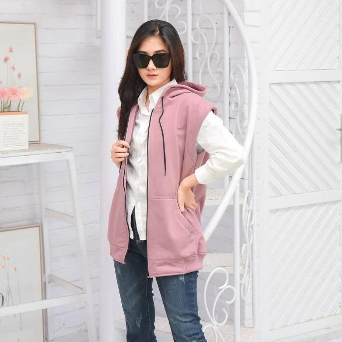 ➬ [BRYLEAN] ROMPI ZIPPER HODIE Sweater Hoodie Jaket Tanpa Lengan Cowok Cewek ○