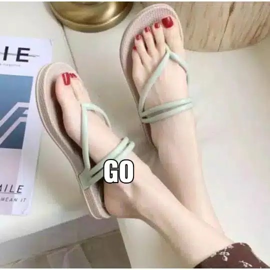 sogo Import JAPIT TALI Sepatu Sandal Wanita Teplek Flat Jelly Kekinian