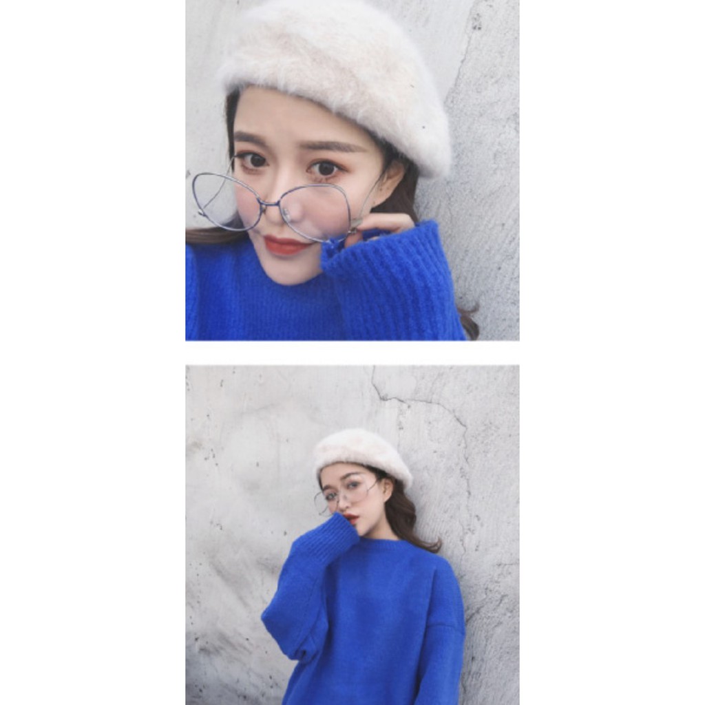 BEPL topi beret winter plush baret topi mangaka komikus tebal korea wo - Cokelat