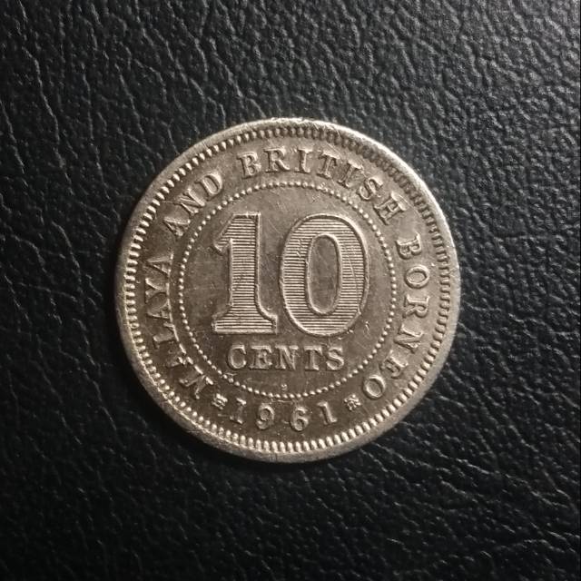 B56 .Koin Koleksi Malaya And British Borneo Queen Elizabeth II 10 Cents thn 1961