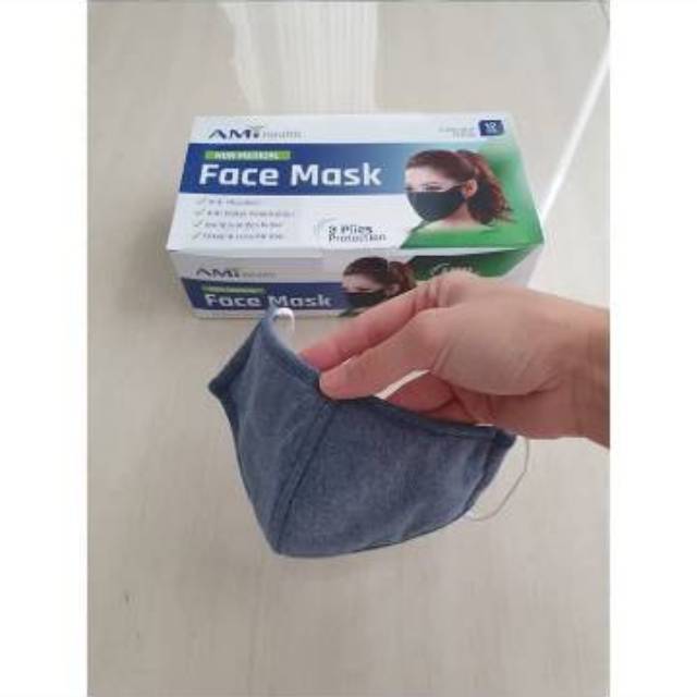 Masker Kain Premium Anti Microbial AmiHealth 3 Plies Protection Earloop Original