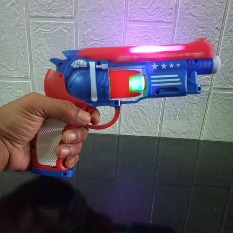 Mainan Pistol LED Tembakan Avengers Baterai ada Lampu dan Bunyi Suara Tembak Tanpa Peluru - Pistol P
