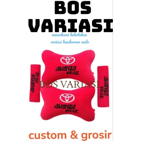 BANTAL MOBIL SATU SET MERK TOYOTA AVANZA VELOZ BANTAL MOBIL MURAH + 2 PCS SARUNG SEATBELT BANTAL FUL