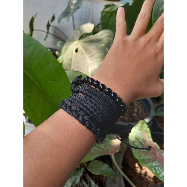 Gelang Hitam Polos Paracord Jangkar Paket Murah