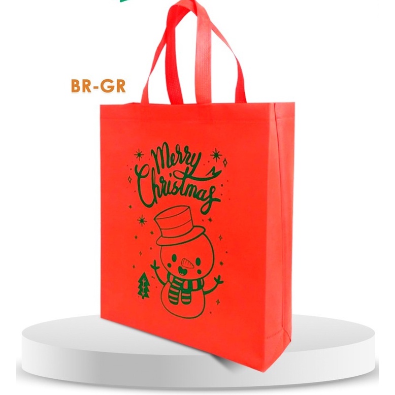 Tas souvenir natal murah untuk wadah baju snack sembako ukuran 37x30x9 cm TAS NATAL CHRISTMAS