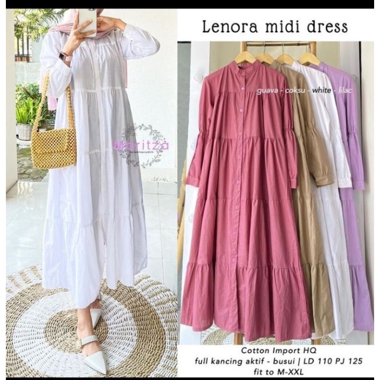 Lenora Midi Dress Bahan Katun HQ Best Seller