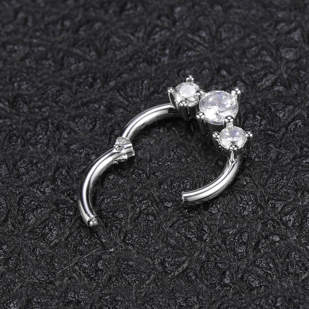 Cincin Tindik Hidung 14g / 16g Bahan Stainless Steel 316l Hias Kristal