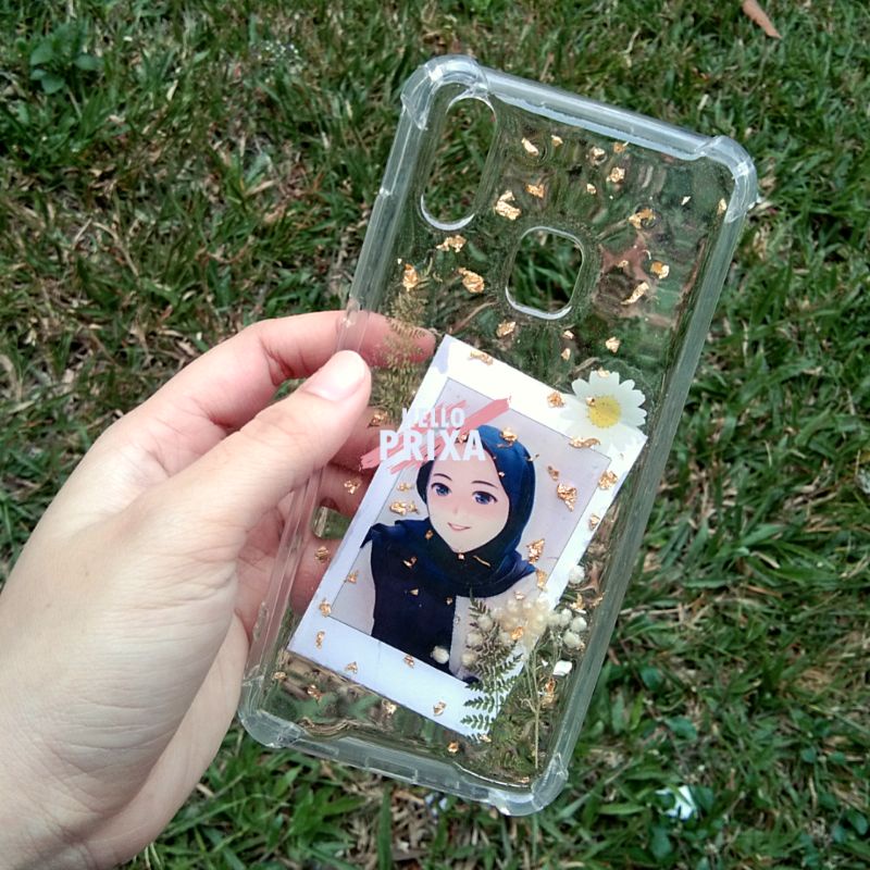Custom Case Dried Flower + Foto/ Case Bunga Kering Asli Resin / Casing All HP Iphone/Samsung/Vivo