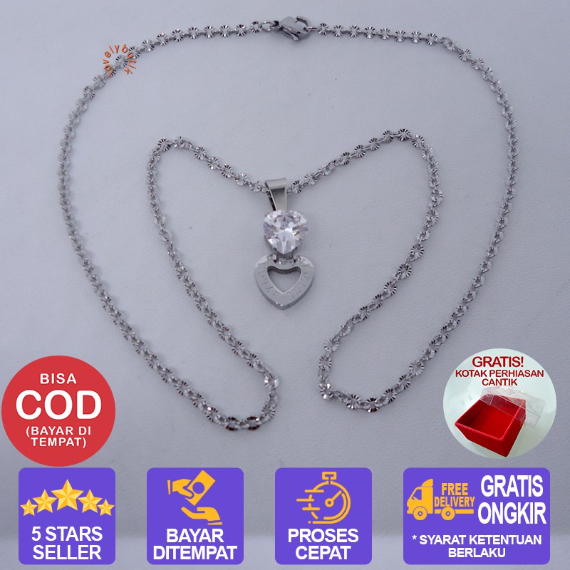 Lovelybutik  Kalung Titanium anti karat dan anti luntur Wanita Sania