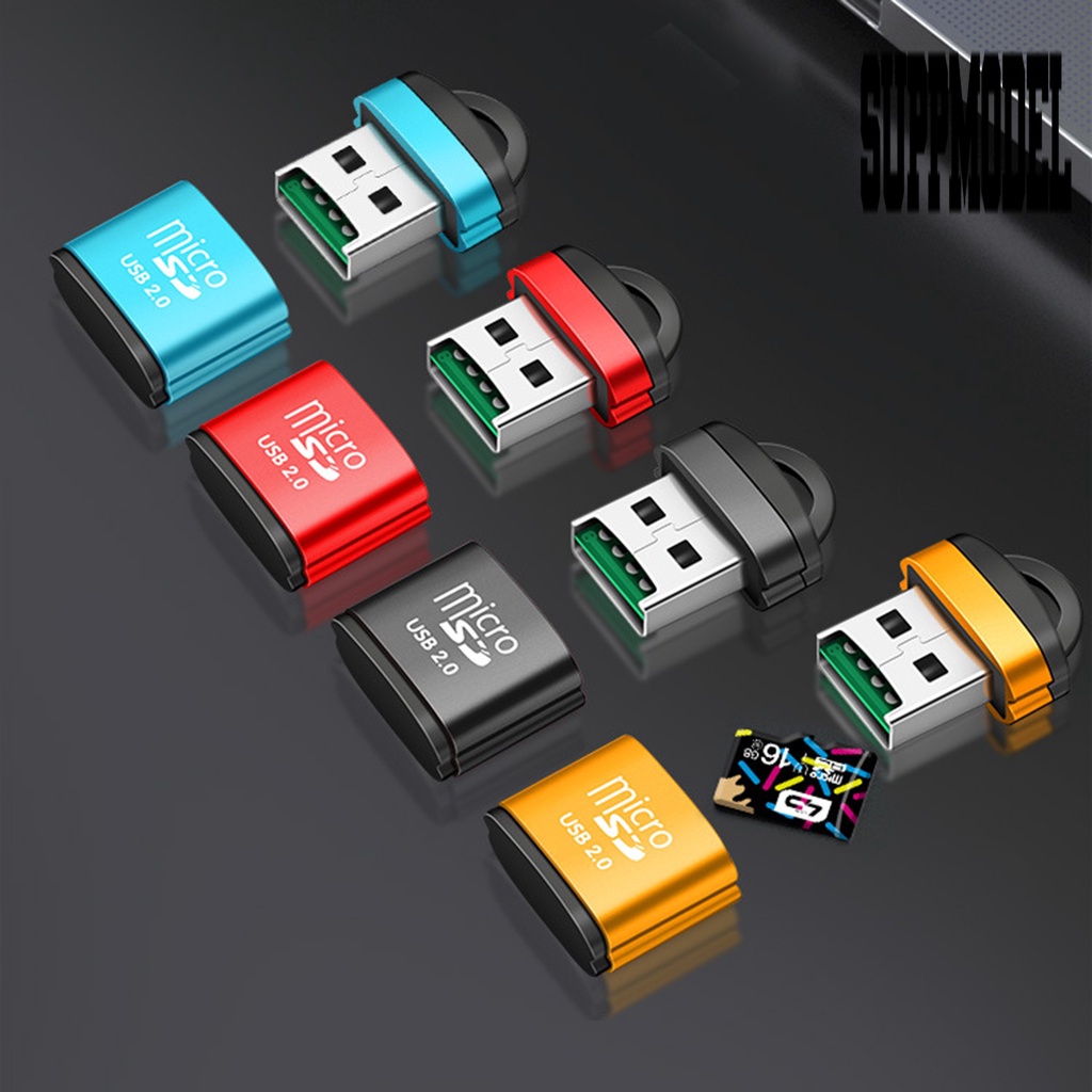 &lt; Suppmodel Card Reader USB TF Portable Bahan Aluminum Alloy Dengan Gantungan Kunci