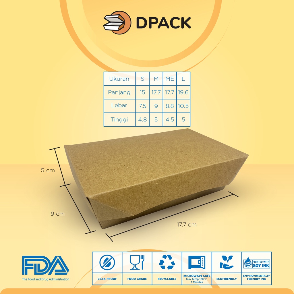 Paper Lunch Box Size M &amp; L FoodGrade Bahan ECO Kraft Paper|Kemasan Makanan