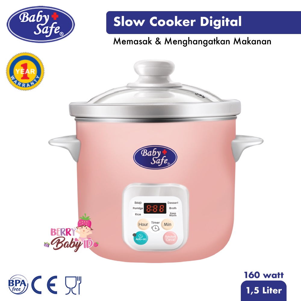 Baby Safe Digital Slow Cooker Multifungsi LB06D Perlengkapan MPASI 1.5L 1,5L BBS092 Berry Mart