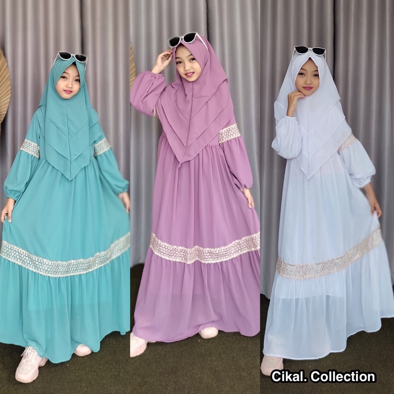 Set gamis anak ceruty RENDA full furing