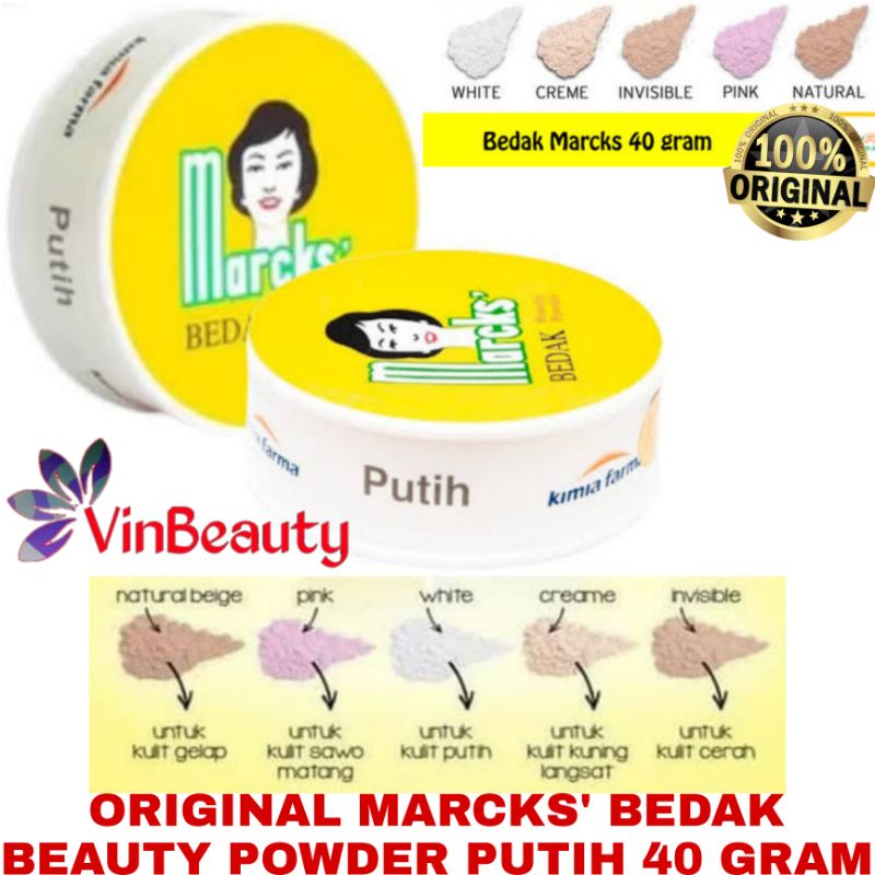 ORIGINAL MARCKS BEDAK BEAUTY POWDER PUTIH 40 GRAM / BEDAK TABUR MARCKS KLASIK 40 G