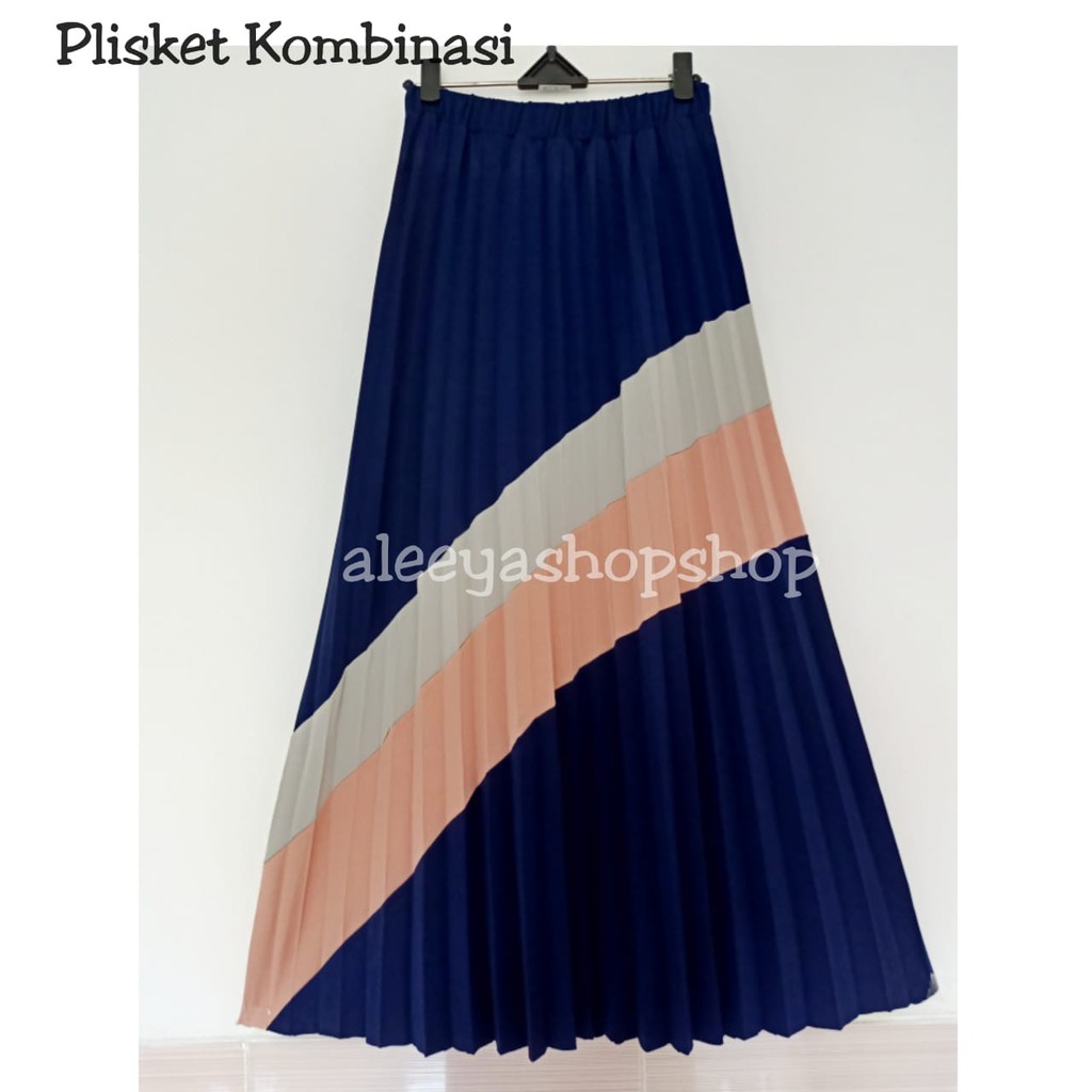 Rok Plisket Premium Kombinasi Moscrepe ( Varona Combi Skirt )