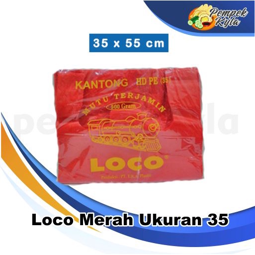 Kantong Plastik Kresek Loco Tebal Merah 500 gram ukuran 35