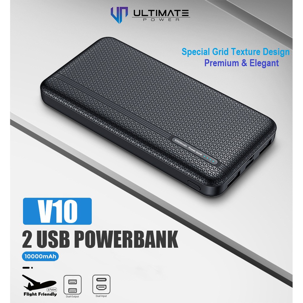Power bank 10000mAh V10  Garansi Resmi 1thn Ultimate Power 2USB Powerbank 10000mAh V10Asli