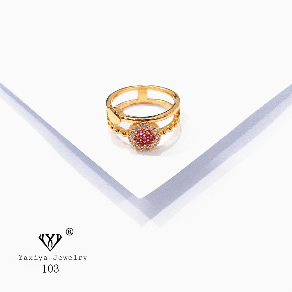 

Cincin Emas Wanita Permata Zircon Kombinasi Perhiasan Lapis Emas 18 Yaxiya Jewelry 103