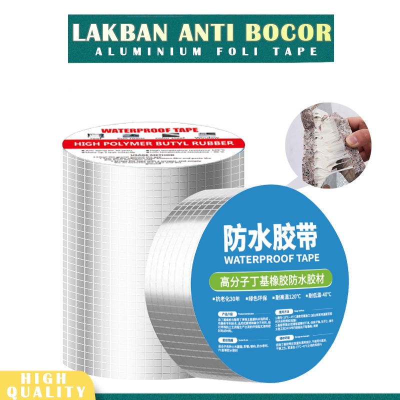 Lakban Anti Bocor Lem Anti Air Aluminium Foil Butyl Super Waterproof Tape Tambal Silver