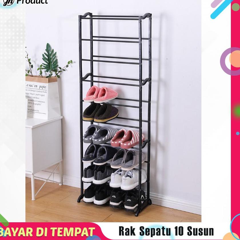 [8BD974063] Rak Tempat Sepatu Sandal 10 Susun Rakitan Rak Display Dagangan Toko Jilbab Serbaguna