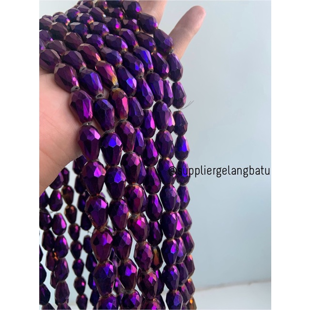 kristal Tetes ceko 15mm x 10mm UNGU METALIK purple metalic kilap craft