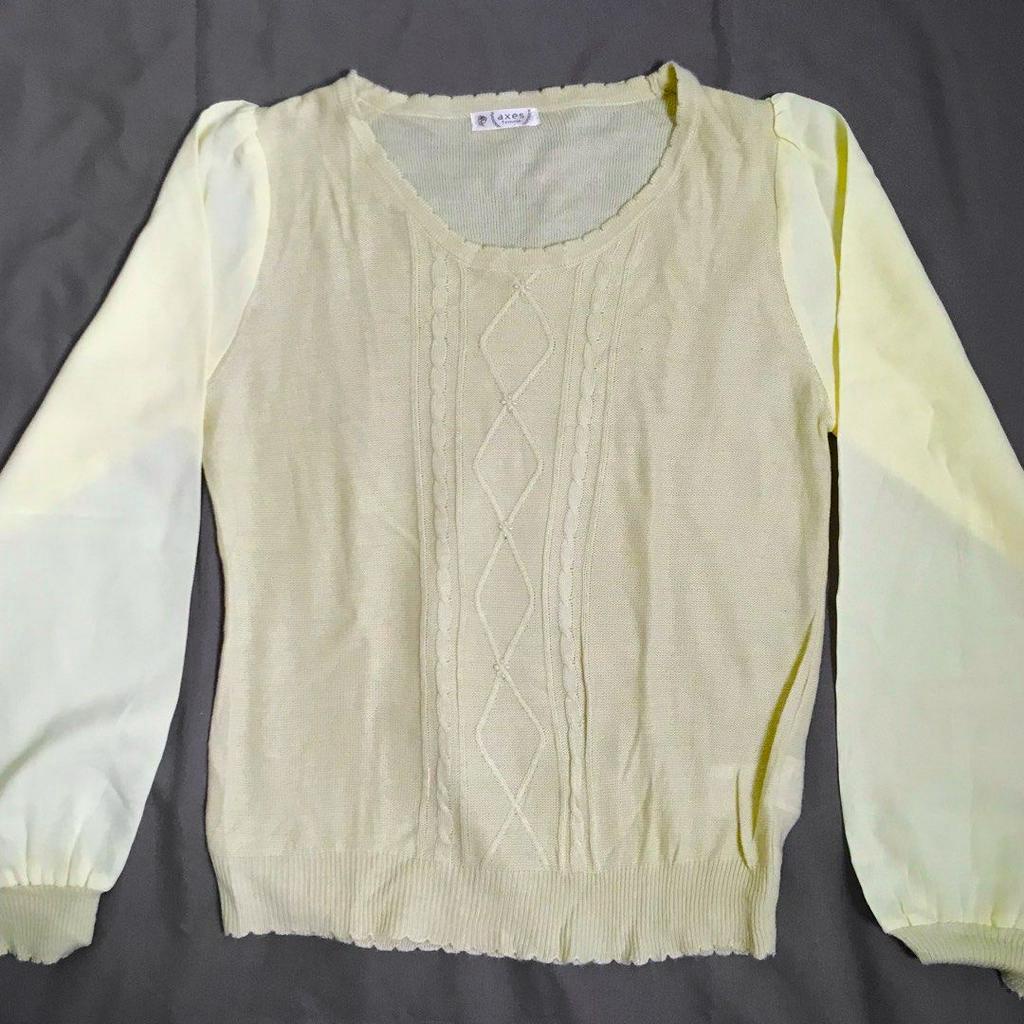 AXES FEMME Vintage 00s soft yellow cable knit | double material | sweater y2k kuning cream