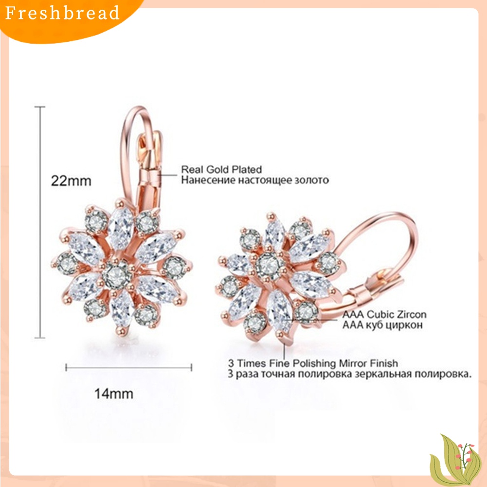 Fresh| Anting Tusuk Gantung Wanita Desain Bunga Matahari Hias Cubic Zirconia Untuk Hadiah