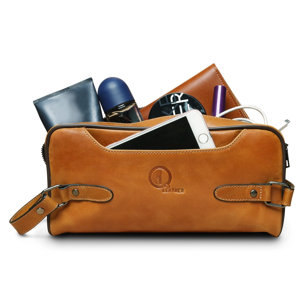 POUCH 100% GENUINE LEATHER CLUTH BAHAN KULIT SAPI ASLI PREMIUM BERKUALITAS 100% ORIGINAL QI LEATHER