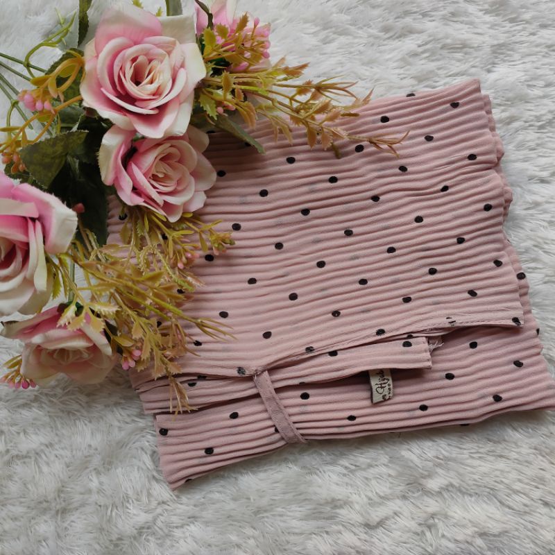BERGO PLISKET POLKA MH / JILBAB BERGO / BERGO PLISKET MOTIF / JILBAB PLISKET / BERGO TALI / PLISKET POLKA-Salem