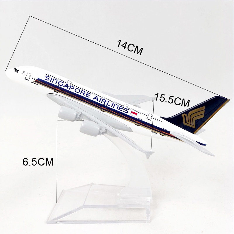 Miniatur Diecast Pesawat Terbang Singapore Airlines A380 380 Bahan Metal Ukuran 16cm