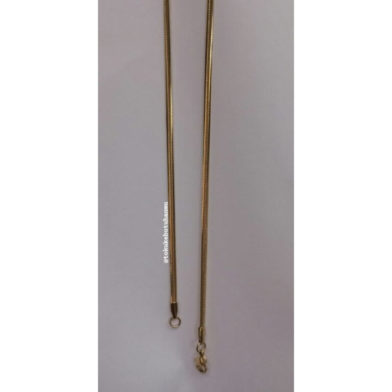 kalung titanium pipih gold anti gatal anti karat pria/wanita