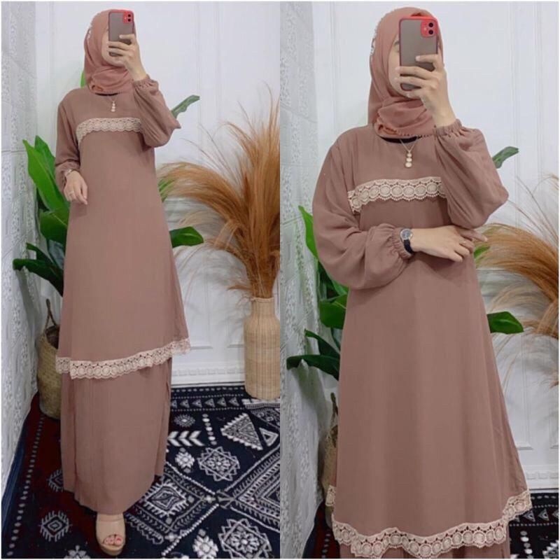 SOFYA MAXY MOSSCREPE MIX RENDA LD 110 PB 138   FASHION WANITA TERBARU PAKAIAN WANITA MUSLIMN GAMIS WANITA BAJU WANITA TERBARU BAJU WANITA SIMPLE DAN ELEGAN BAJU DRES 2022